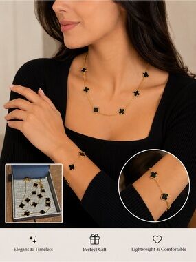 Black and Gold Geometric Necklace